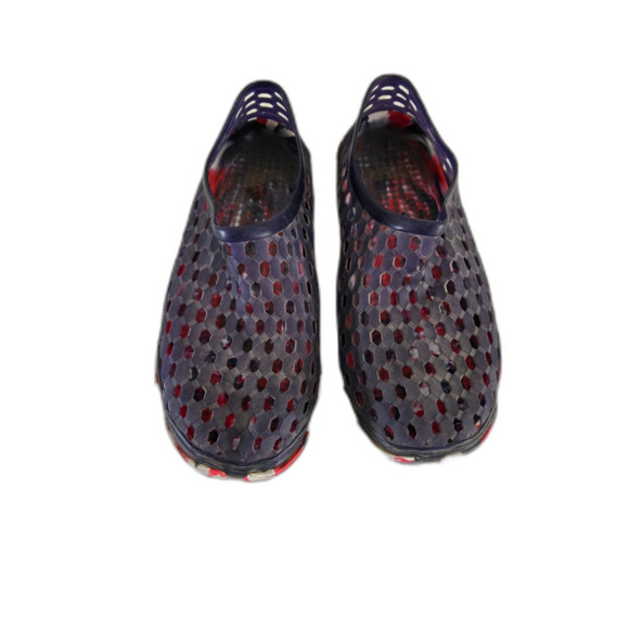 Caged Rubber Beachwear Water Shoes Men 9/10 Slip-On Red Blue - Picture 2 of 3